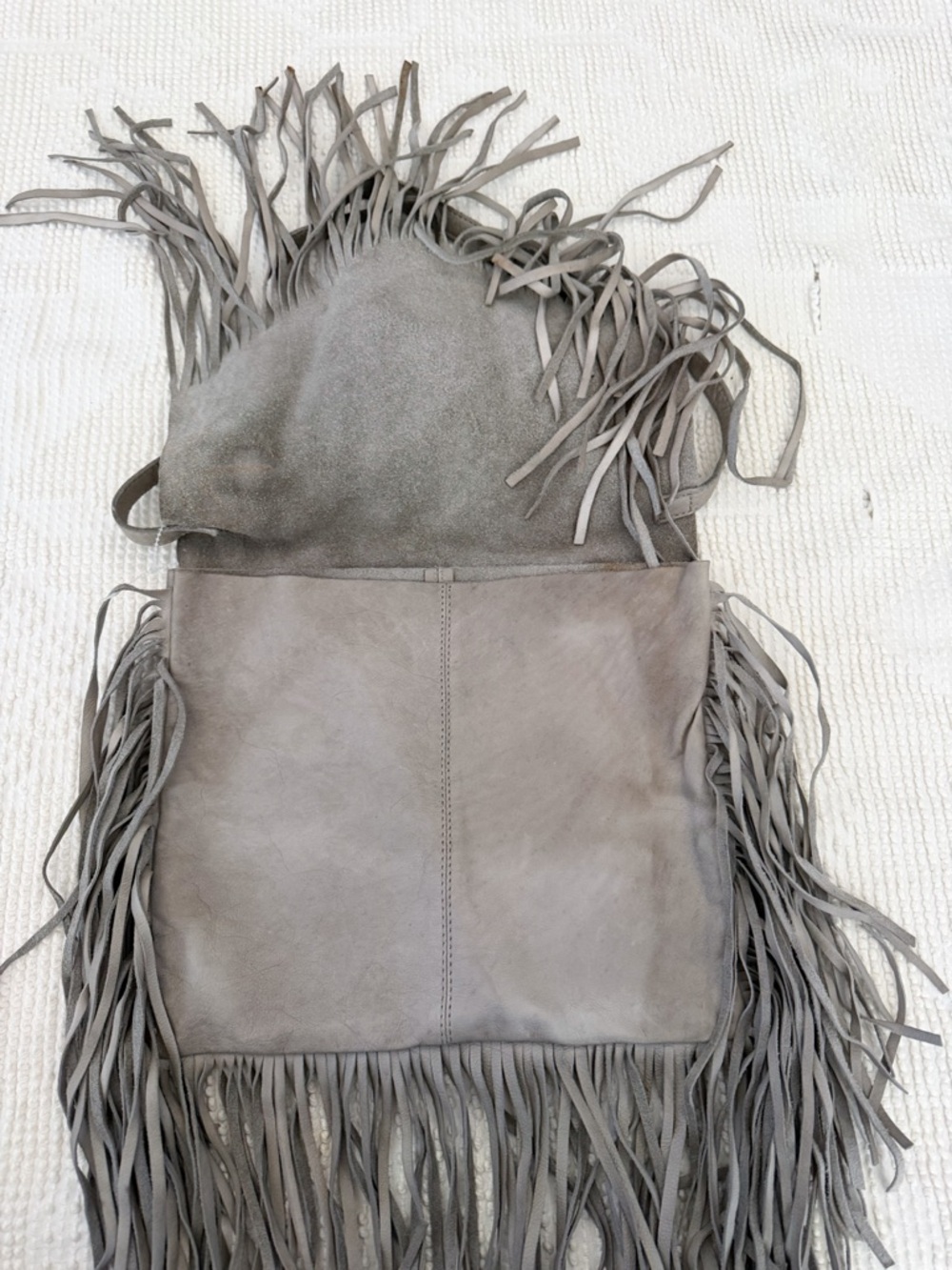 Freebird by Steven leather Fringe Boho Crossbody Bag Grey - Picture 3 of 12